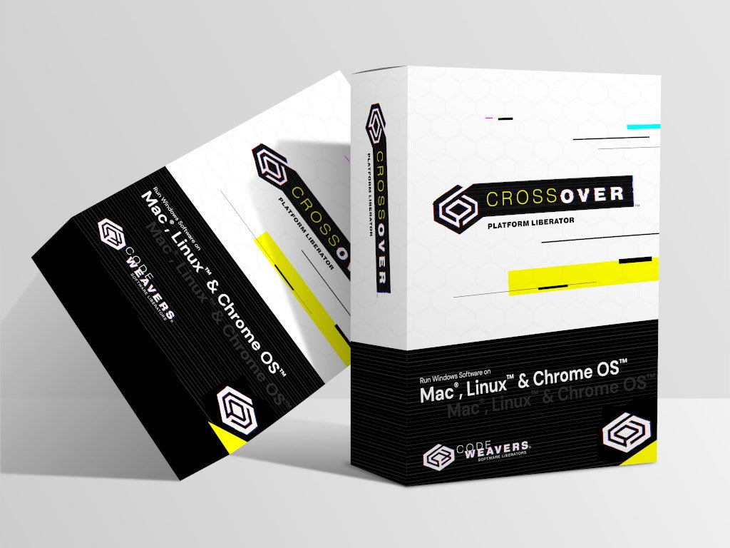 An image of physical packaging of a software called CrossOver