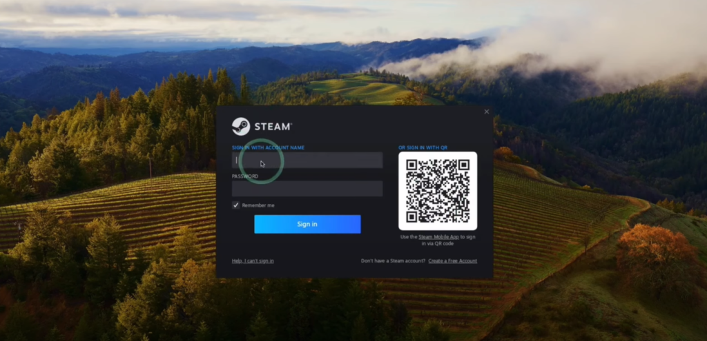 A screen snip showing the sign-in screen of an app called Steam being run on a MacOS computer