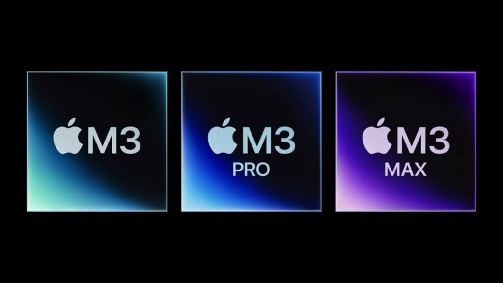 A picture of Apple's line-up of M3 Microprocessors